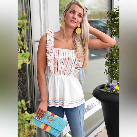 SAVANNA JANE Embroidered Sleeveless Ruffle Top - Picture 4 of 8